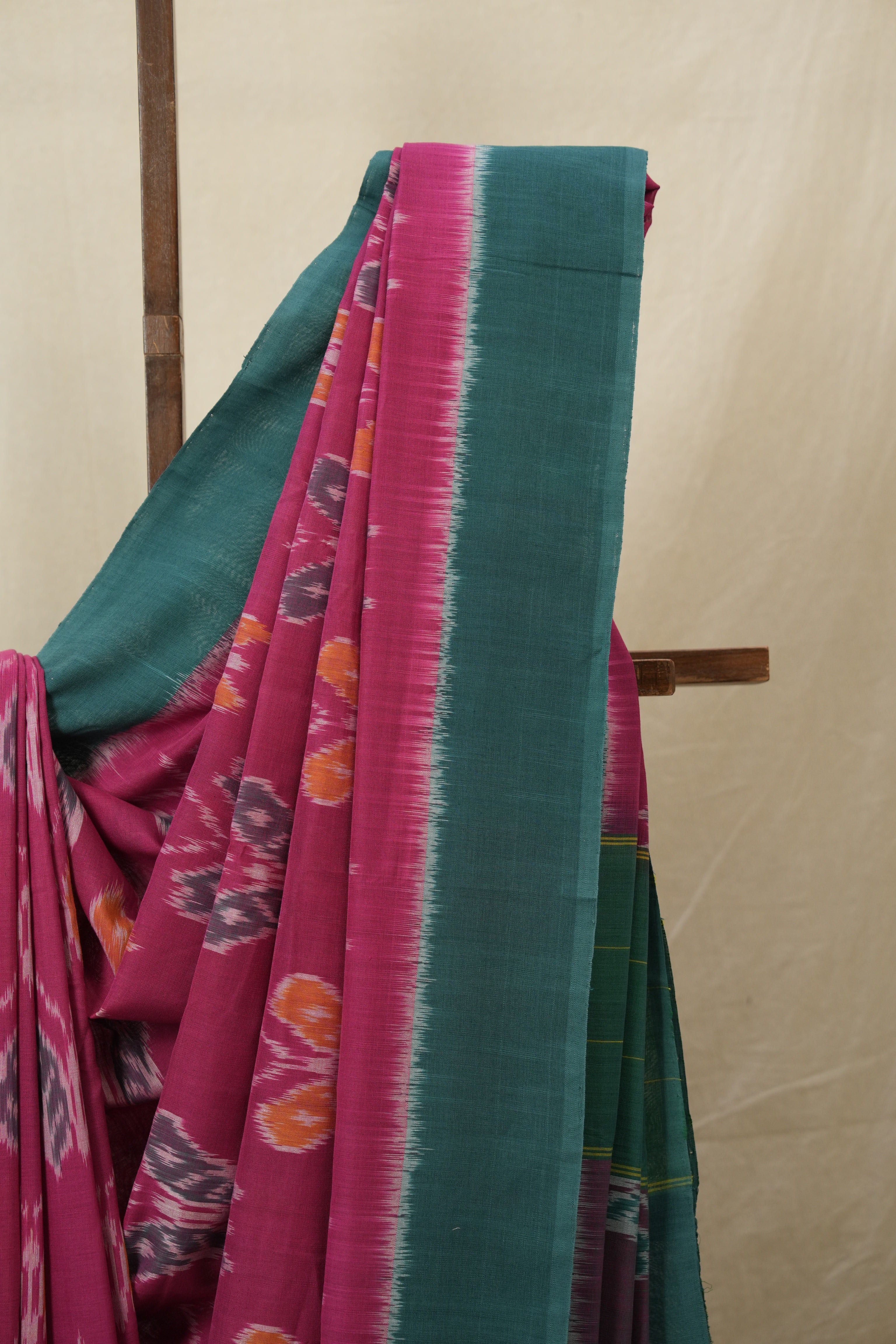 Rani Pink Pochampalli Cotton Ikat Saree - SRRPPCIS685