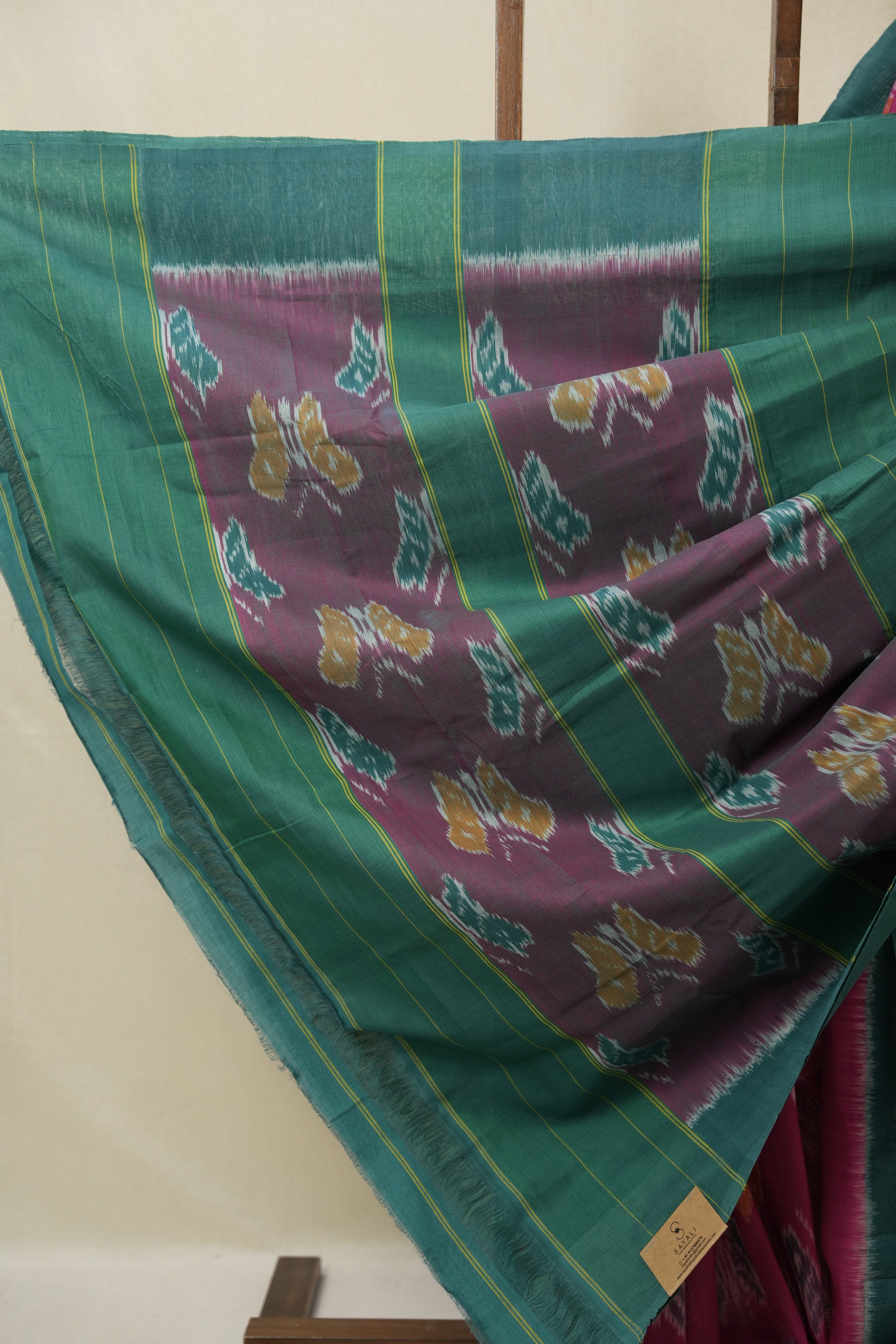 Rani Pink Pochampalli Cotton Ikat Saree - SRRPPCIS685