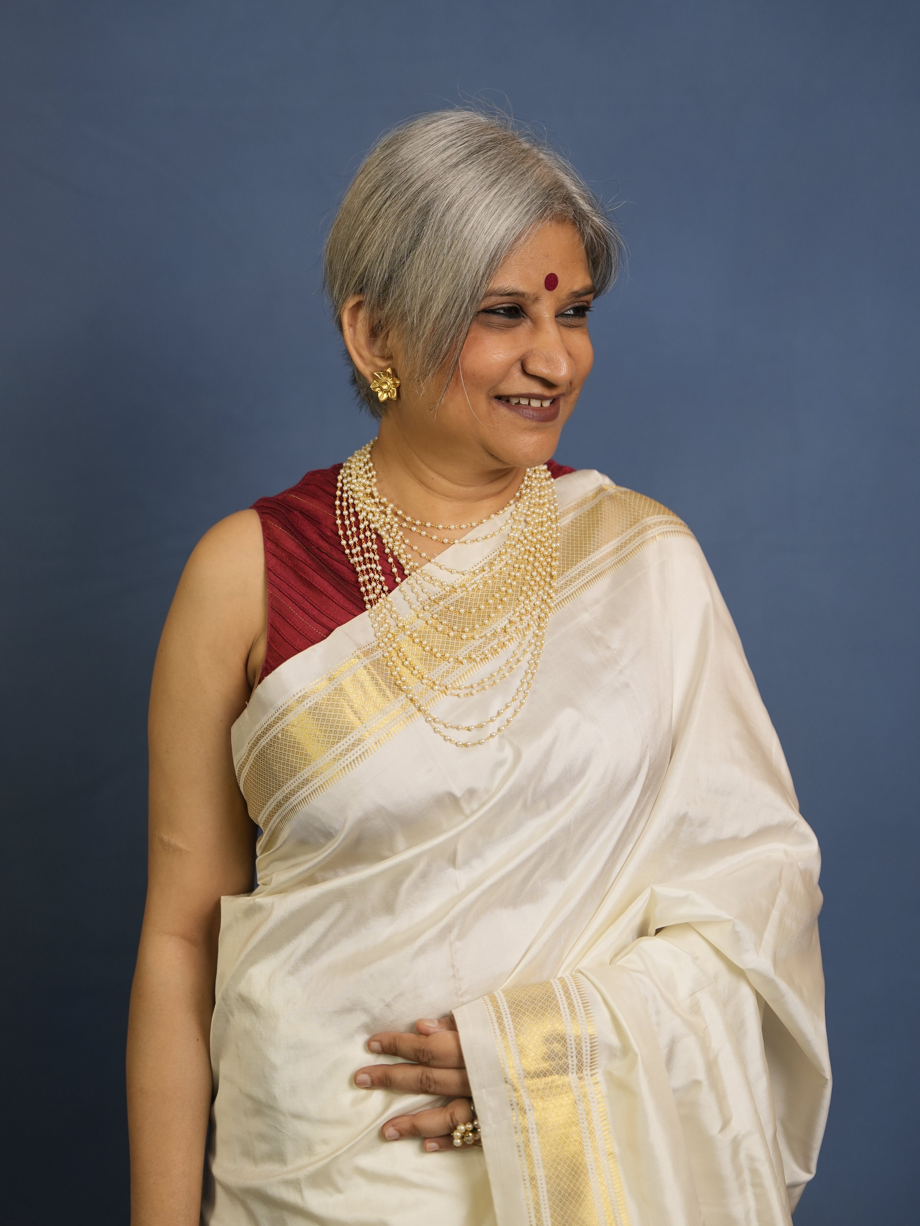 Milky White Silk Paithani Saree - SRMWSPS746