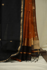 Black Maheshwari Saree - SRBMS1220