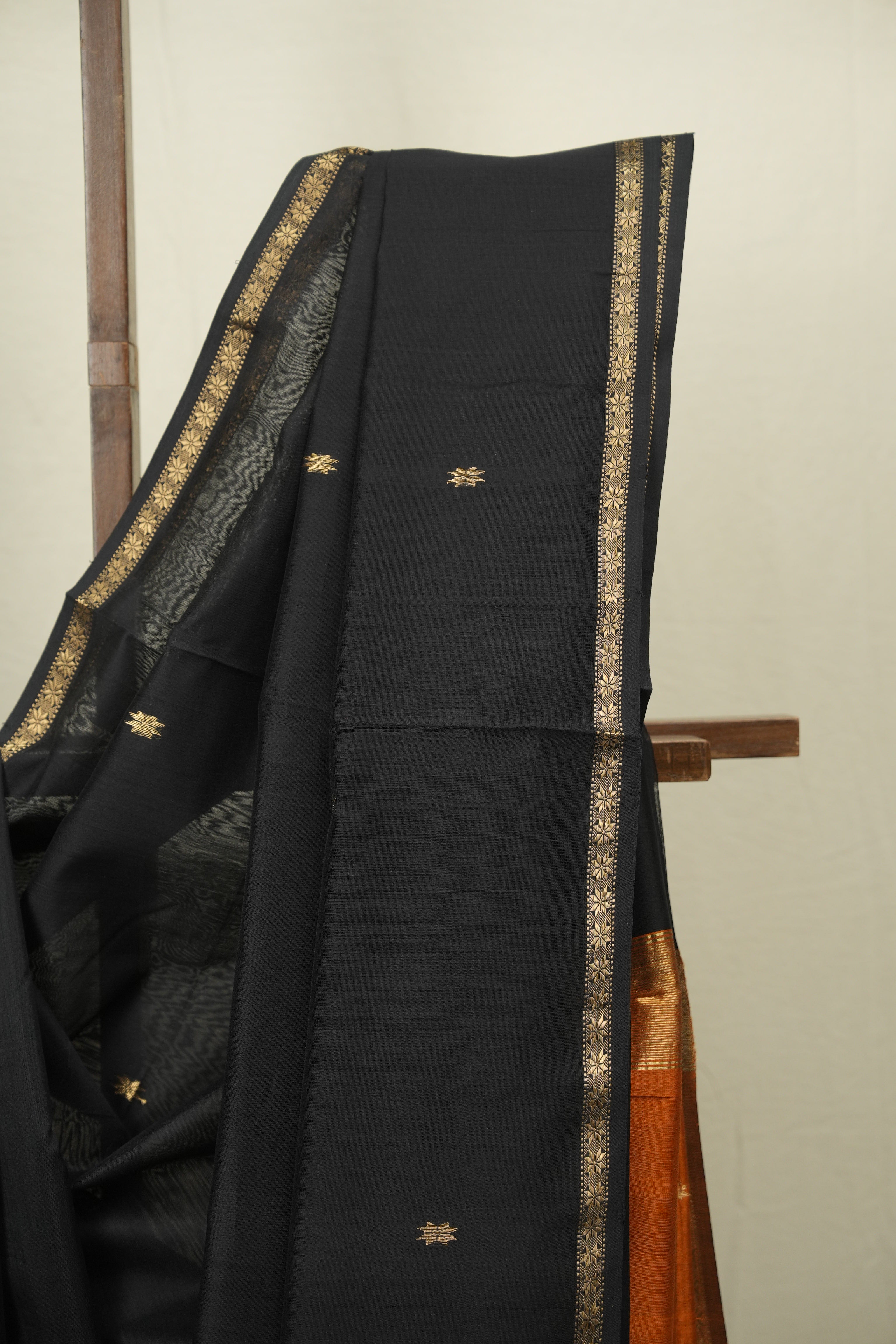 Black Maheshwari Saree - SRBMS1220