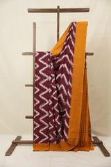 Maroon Pochampalli Cotton Ikat Saree - SRMPCIS713