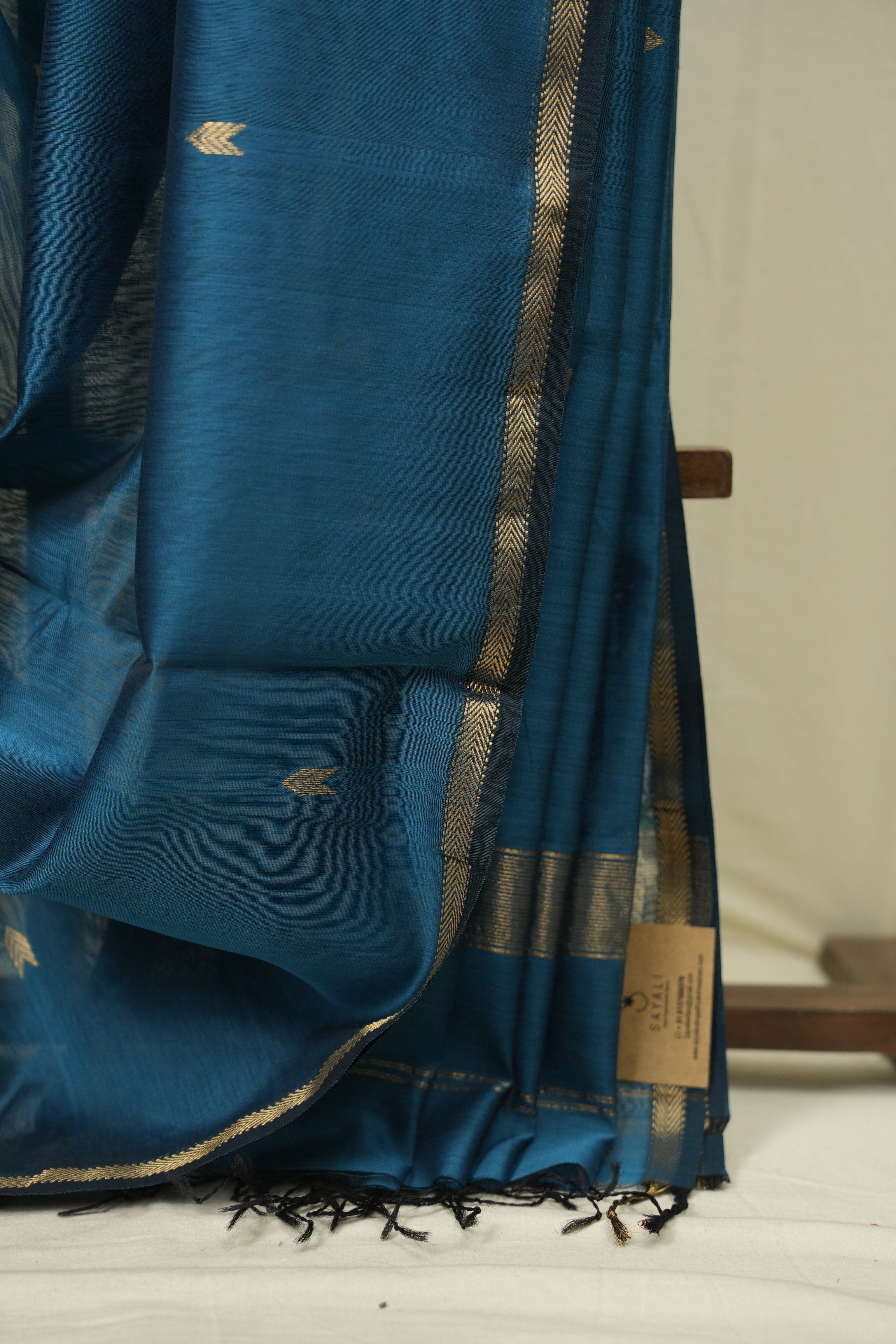 Peacock Blue Maheshwari Saree - SRPBMS1202