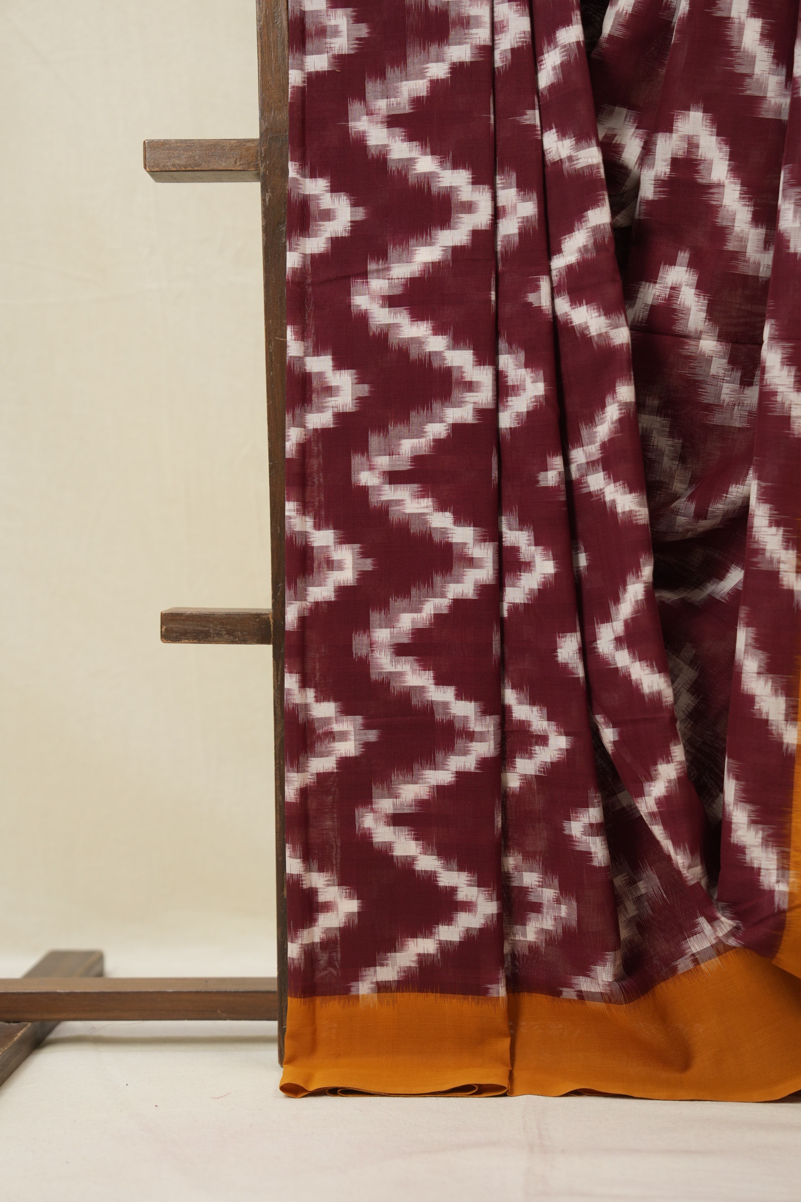 Maroon Pochampalli Cotton Ikat Saree - SRMPCIS713