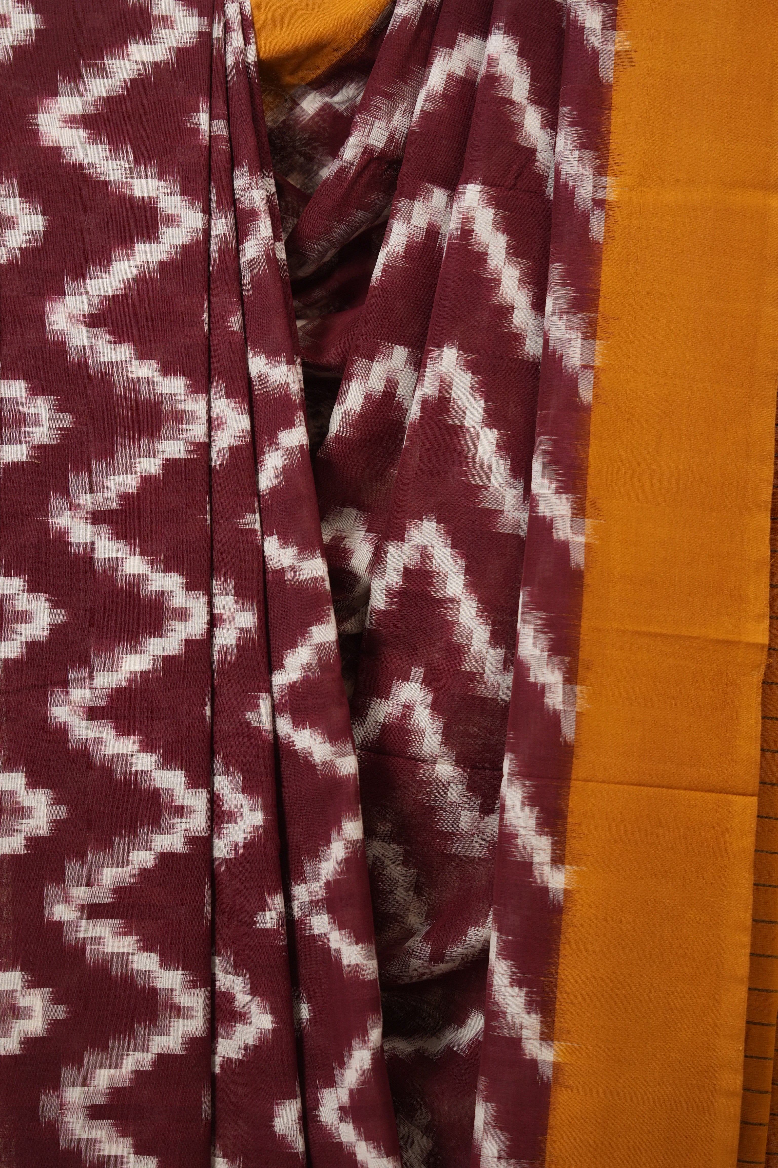 Maroon Pochampalli Cotton Ikat Saree - SRMPCIS713