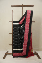 Black Pochampalli Cotton Ikat Saree - SRBPCIS662