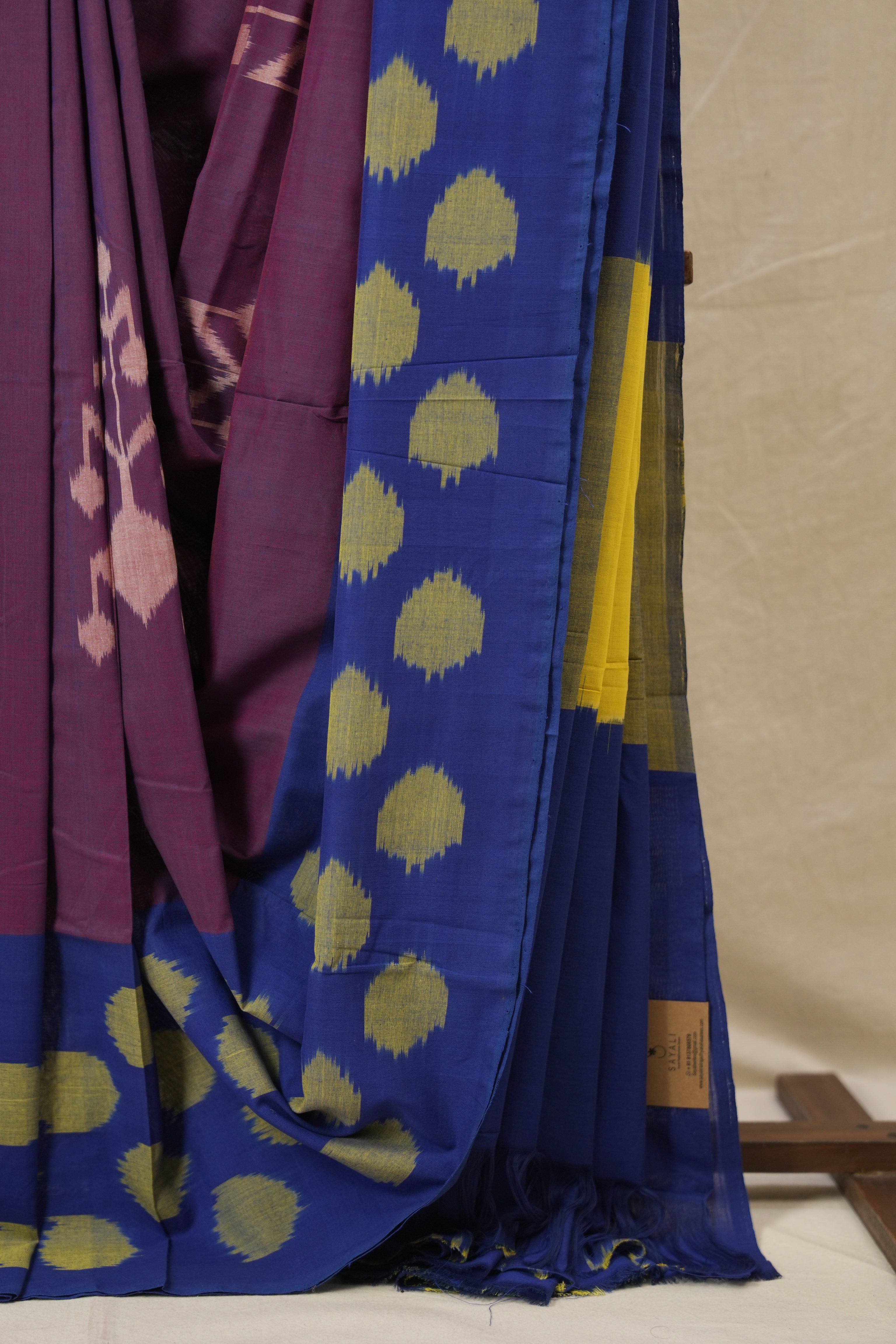 Two Tone Purple Pochampalli Cotton Ikat Saree - SRTPPCIS715