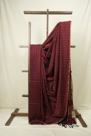 Maroon Maheshwari Saree - SRMMS1209