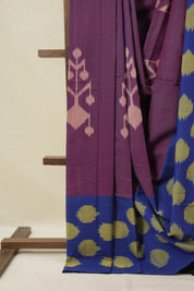 Two Tone Purple Pochampalli Cotton Ikat Saree - SRTPPCIS715