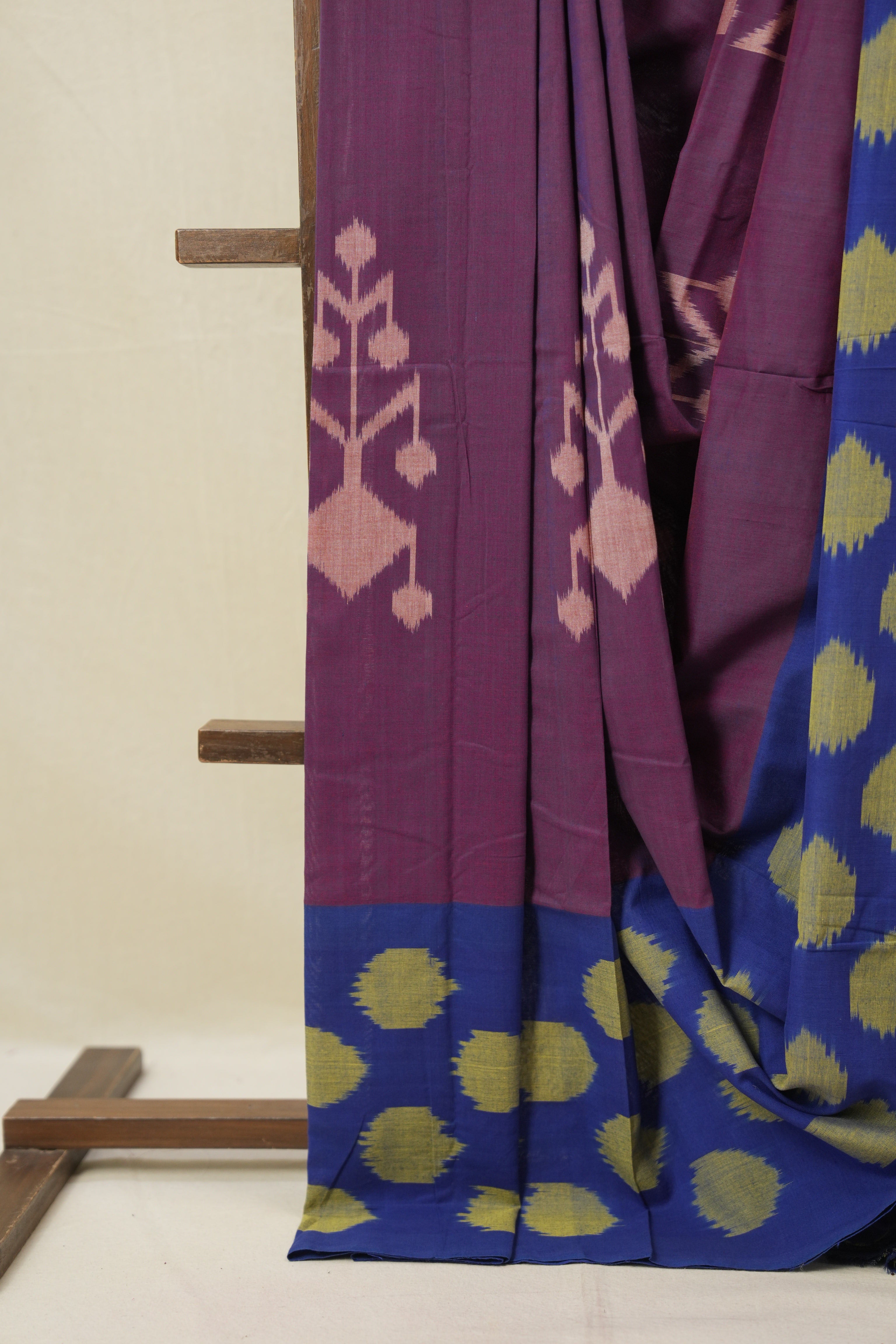 Two Tone Purple Pochampalli Cotton Ikat Saree - SRTPPCIS715