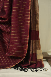 Maroon Maheshwari Saree - SRMMS1209