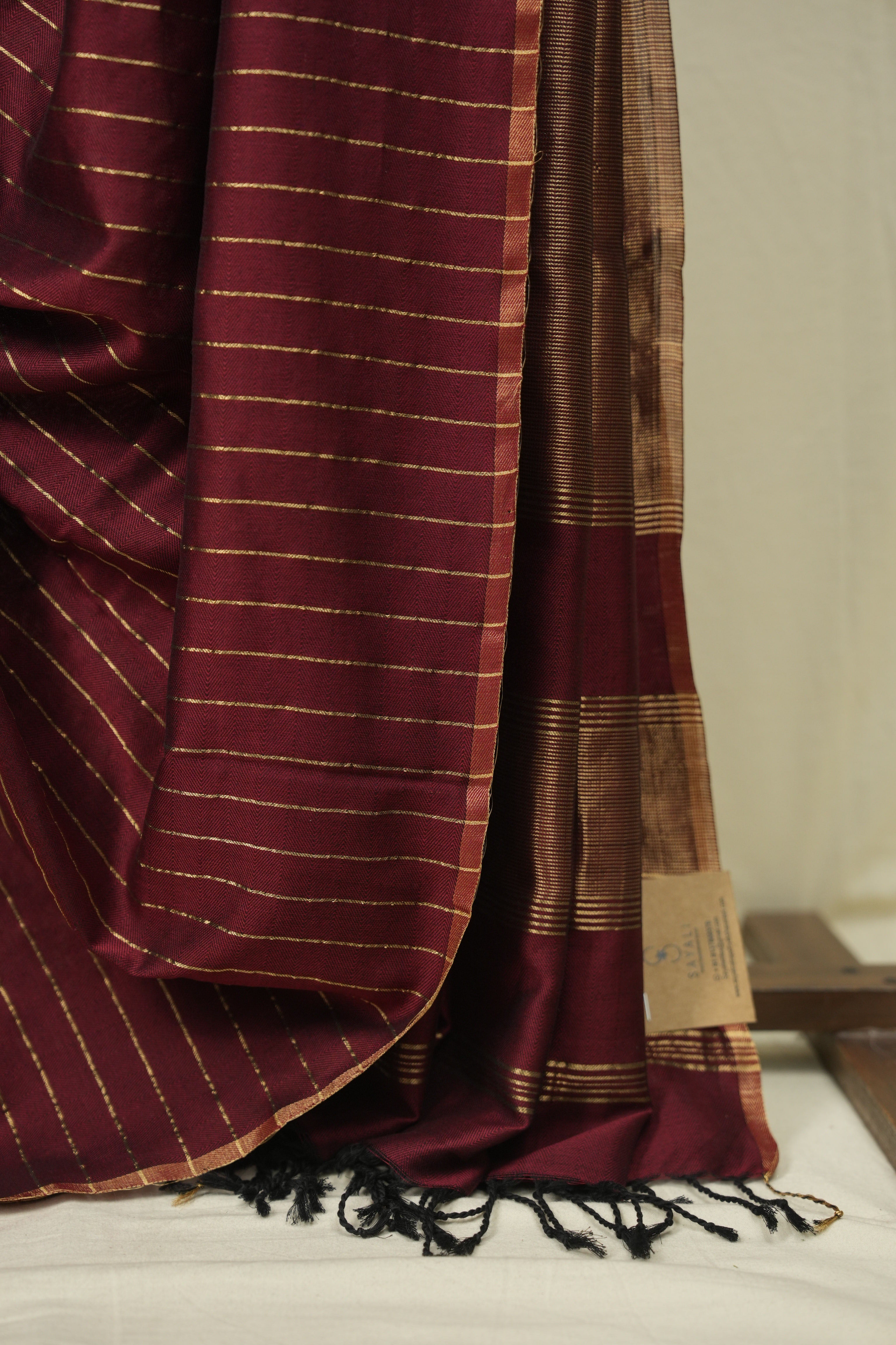 Maroon Maheshwari Saree - SRMMS1209