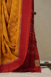 Musturd Yellow Pochampalli Cotton Ikat Saree - SRMYPCIS661