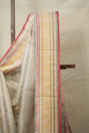 Cream Tissue Banarasi Silk Saree - SRCTBSS013