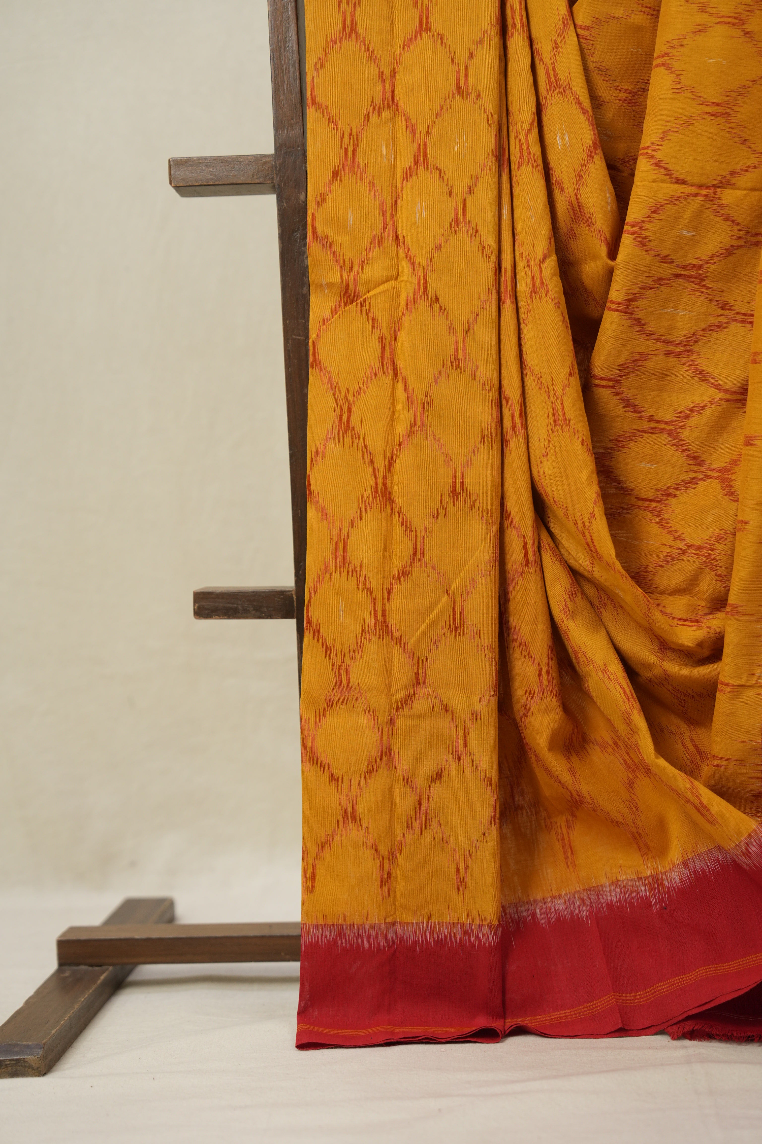 Musturd Yellow Pochampalli Cotton Ikat Saree - SRMYPCIS661