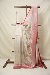 Red Silver Tissue Banarasi Silk Saree - SRRSTBSS014