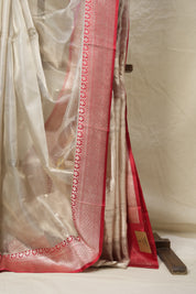 Red Silver Tissue Banarasi Silk Saree - SRRSTBSS014
