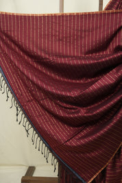 Maroon Maheshwari Saree - SRMMS1209