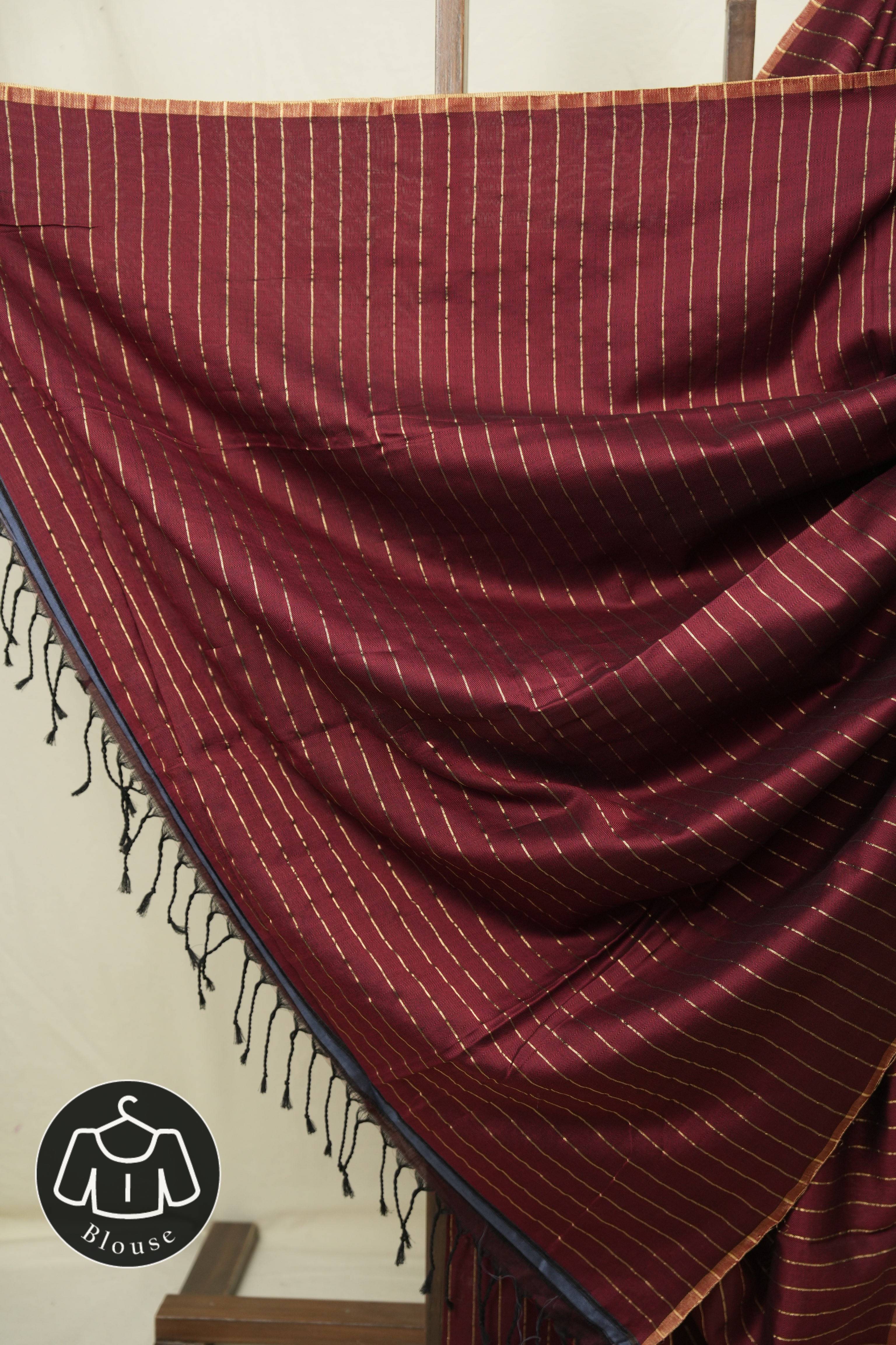 Maroon Maheshwari Saree - SRMMS1209