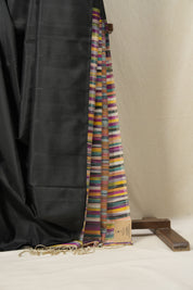 Black Soft Silk Saree - SRBSSS355