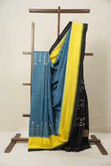 Teal Blue Pochampalli Cotton Ikat Saree - SRTBPCIS660