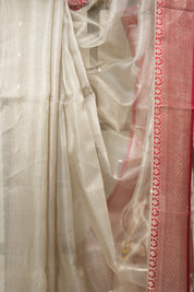 Red Silver Tissue Banarasi Silk Saree - SRRSTBSS014