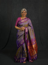 Two Tone Lavender Silk Paithani Saree - SRTTLSPS766