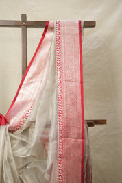 Red Silver Tissue Banarasi Silk Saree - SRRSTBSS014