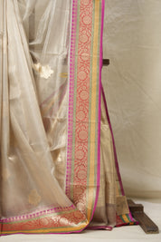 Golden Cream Tissue Banarasi Silk Saree - SRGCTBSS016