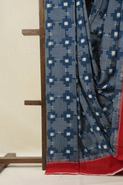 Teal Blue Pochampalli Cotton Ikat Saree - SRTBPCIS717
