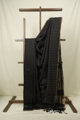 Black Maheshwari Saree - SRBMS1215
