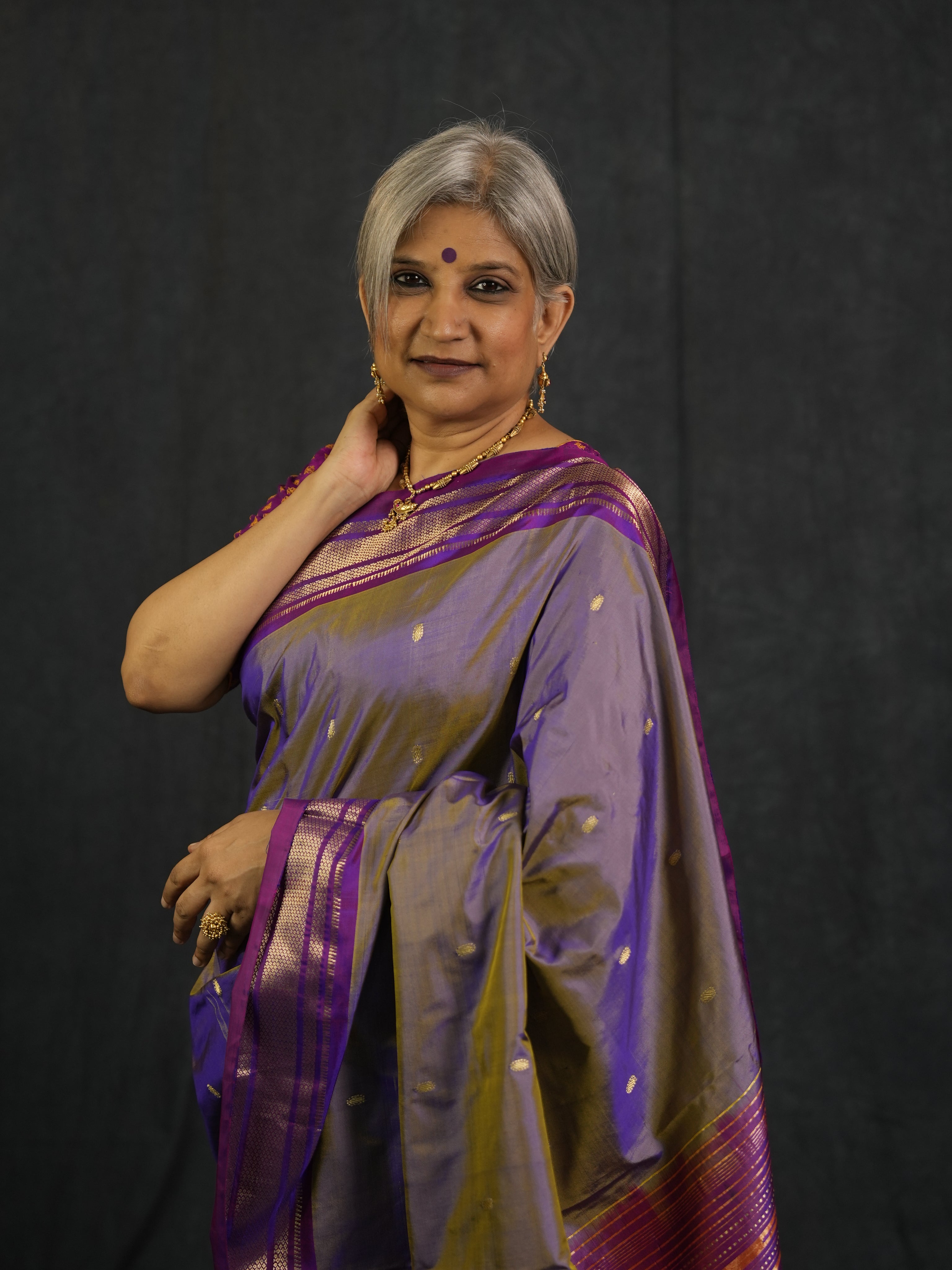 Two Tone Lavender Silk Paithani Saree - SRTTLSPS766