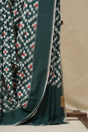 Green Pochampalli Cotton Ikat Saree - SRGPCIS718