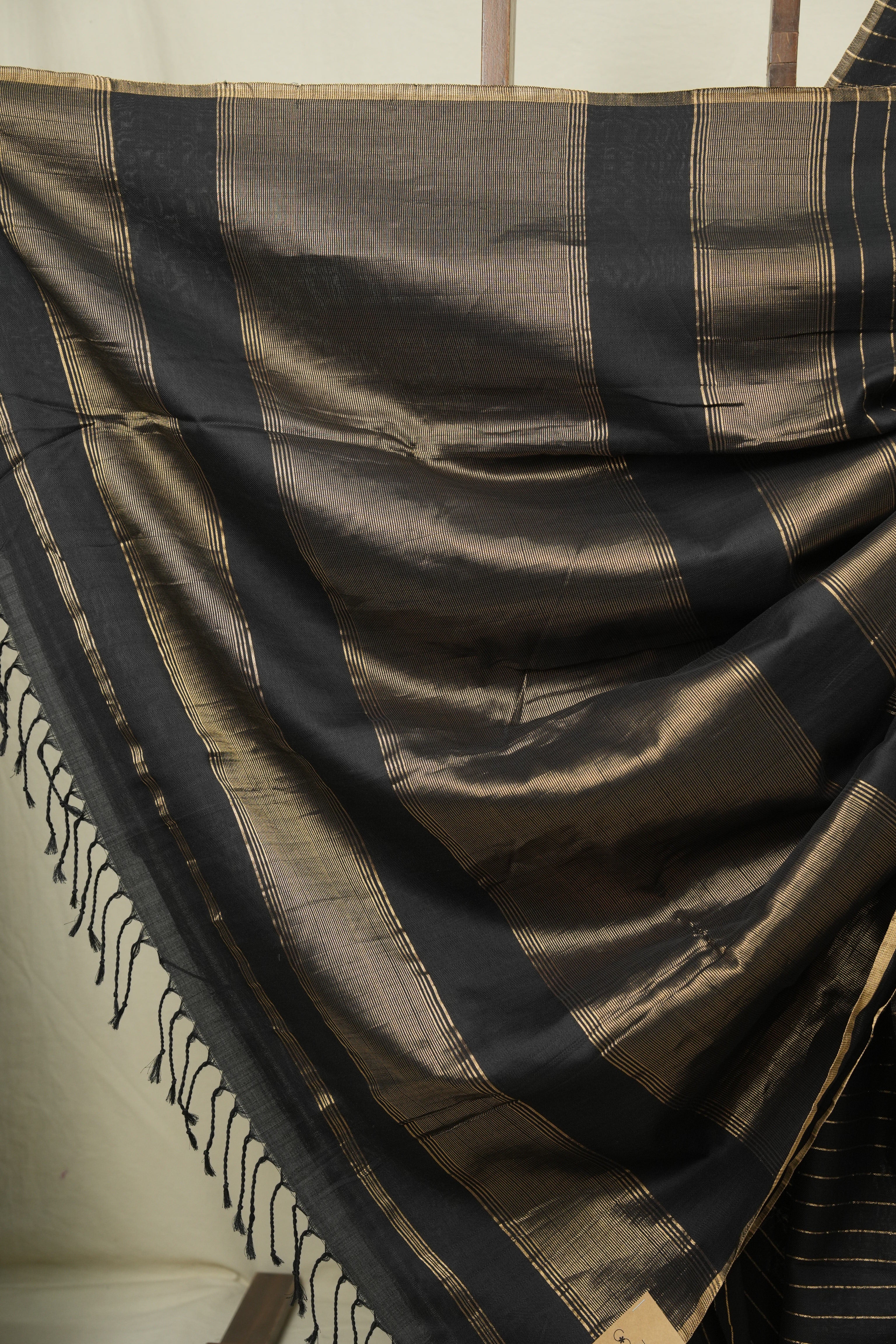 Black Maheshwari Saree - SRBMS1215