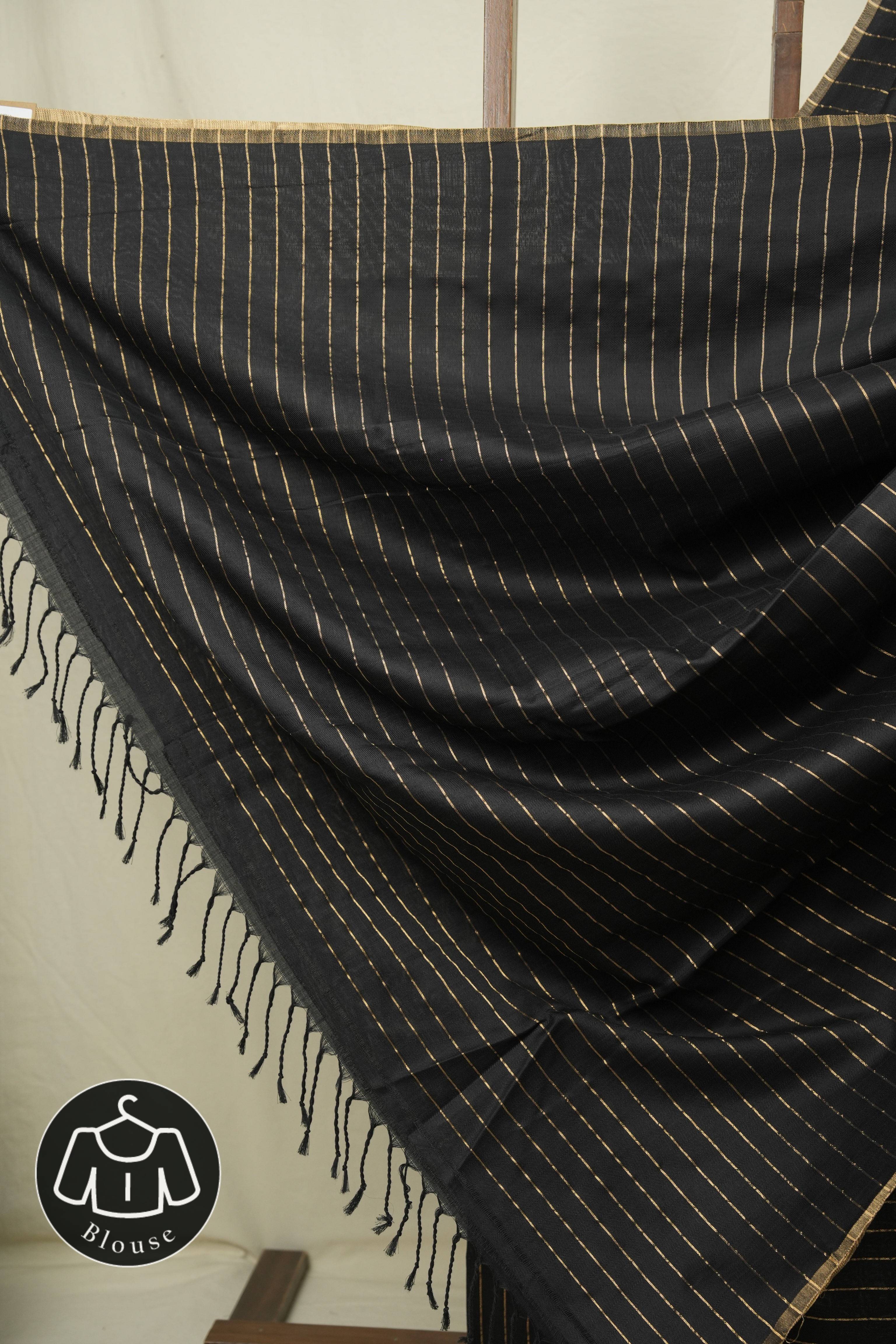 Black Maheshwari Saree - SRBMS1215