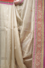 Rani Pink Silver Tissue Banarasi Silk Saree - SRRPSTBSS015