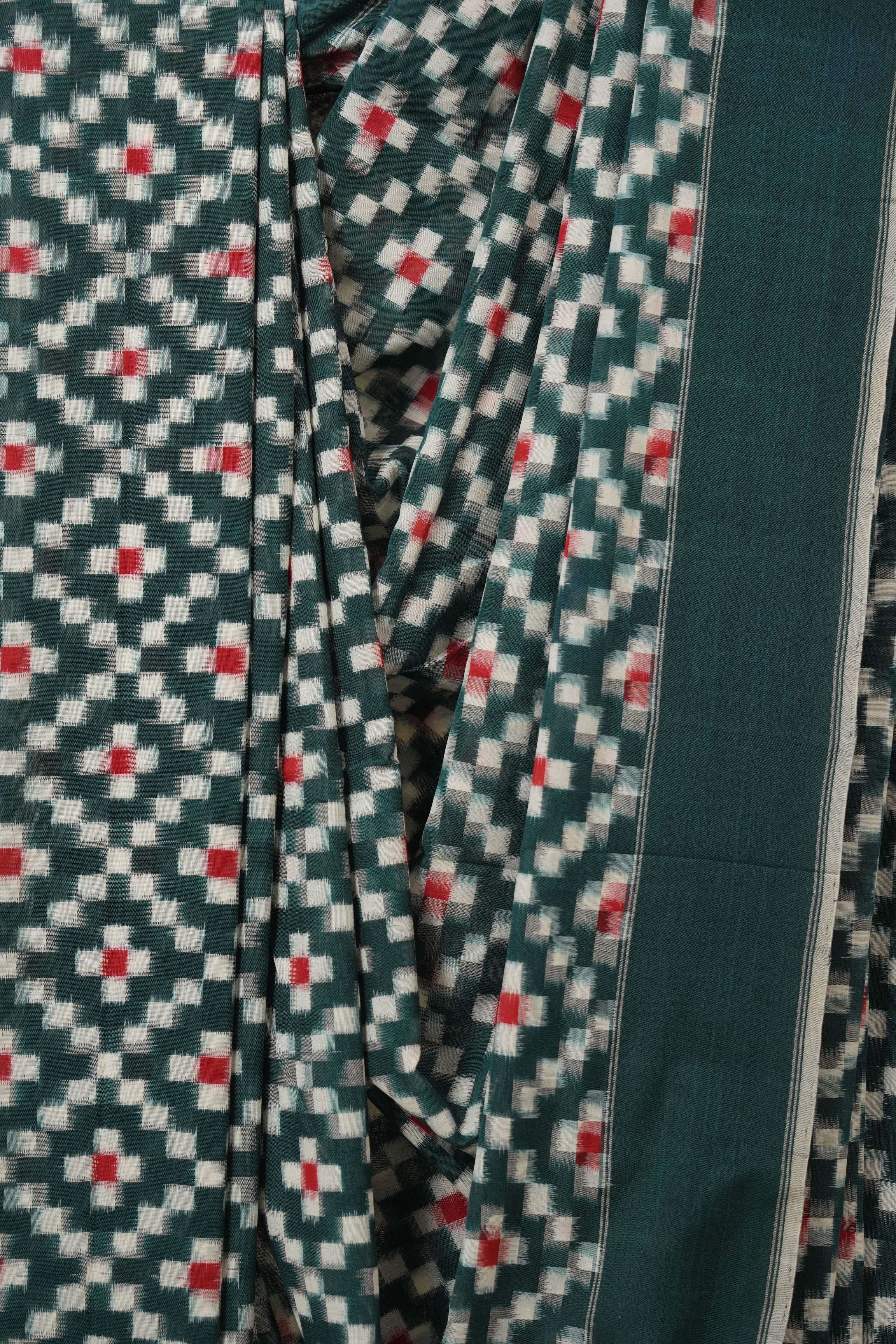 Green Pochampalli Cotton Ikat Saree - SRGPCIS718