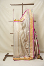 Silver Cream  Tissue Banarasi Silk Saree - SRSCTBSS001