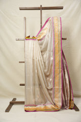 Silver Cream  Tissue Banarasi Silk Saree - SRSCTBSS001
