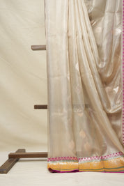 Silver Cream  Tissue Banarasi Silk Saree - SRSCTBSS001