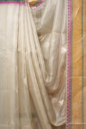 Silver Cream  Tissue Banarasi Silk Saree - SRSCTBSS001