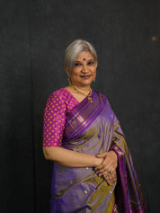Two Tone Lavender Silk Paithani Saree - SRTTLSPS766