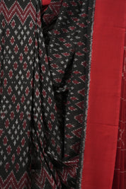 Black - Maroon Pochampalli Cotton Ikat Saree - SRBMPCIS656