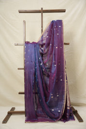 Blue-Rani Pink Tissue Banarasi Silk Saree - SRBRPTBSS29