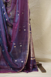 Blue-Rani Pink Tissue Banarasi Silk Saree - SRBRPTBSS29