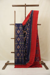 Nevy Blue Pochampalli Cotton Ikat Saree - SRNBPCIS670
