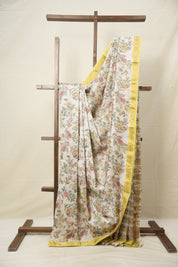 Cream Pearl HBP Cotton Silk Saree With Chanderi Border - SRCPCSS1248