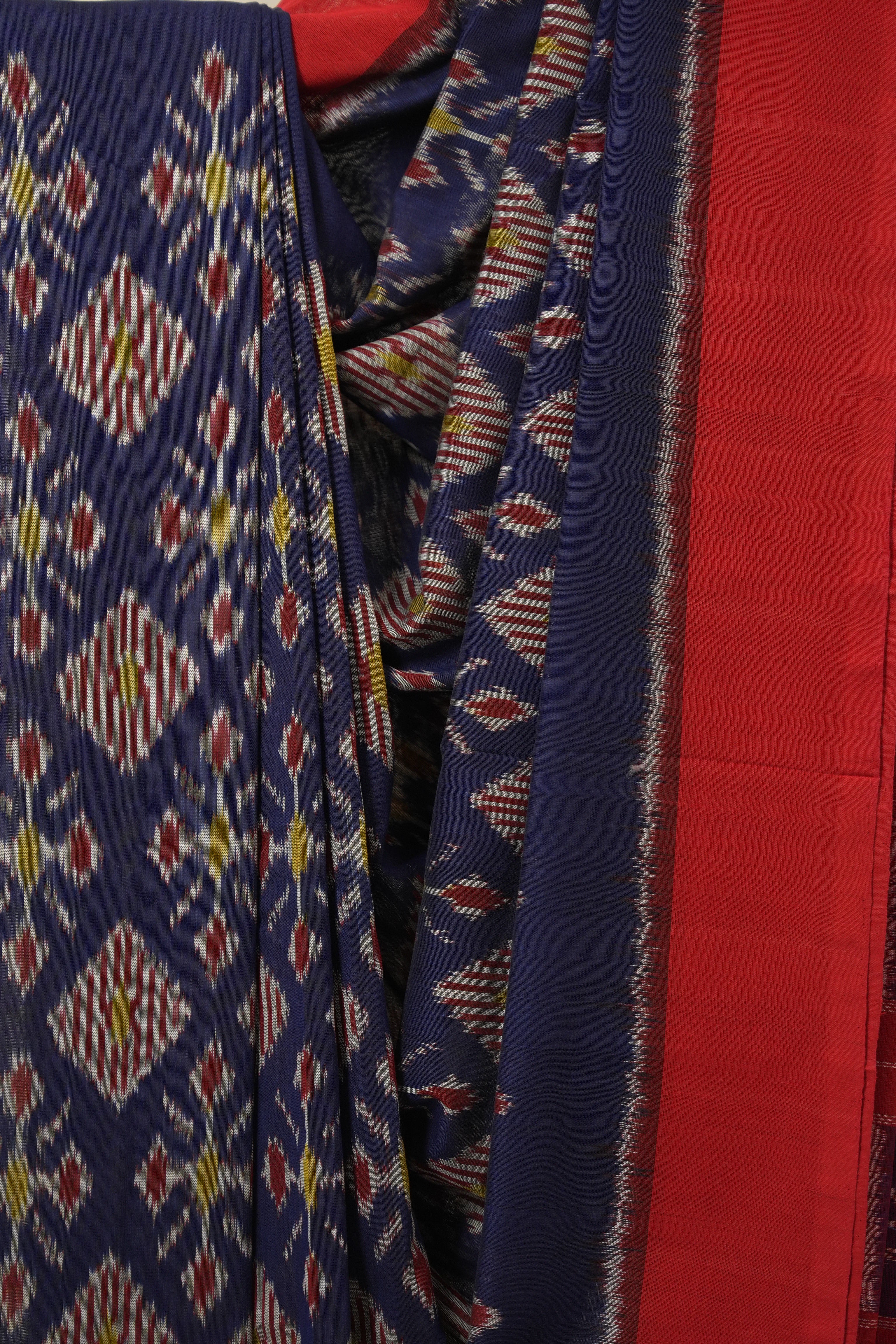 Nevy Blue Pochampalli Cotton Ikat Saree - SRNBPCIS670