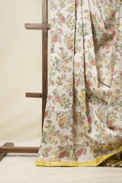 Cream Pearl HBP Cotton Silk Saree With Chanderi Border - SRCPCSS1248