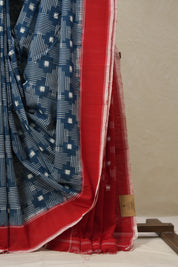 Peacock Blue Pochampalli Cotton Ikat Saree - SRPBPCIS655